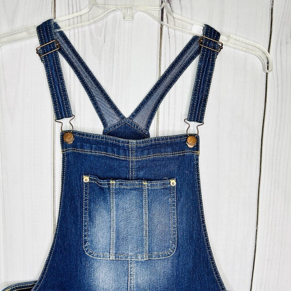 No Boundaries Short Jeans Overalls Stretch Denim Size L (11-13) Cuffed - Picture 2 of 11